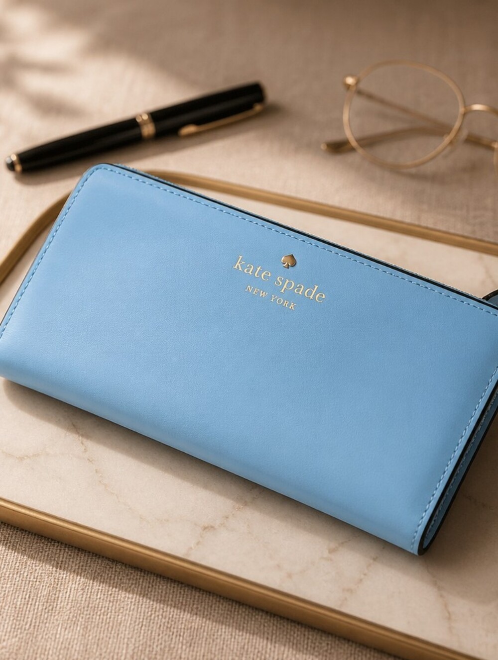Kate Spade Teal Red Leather Wallet